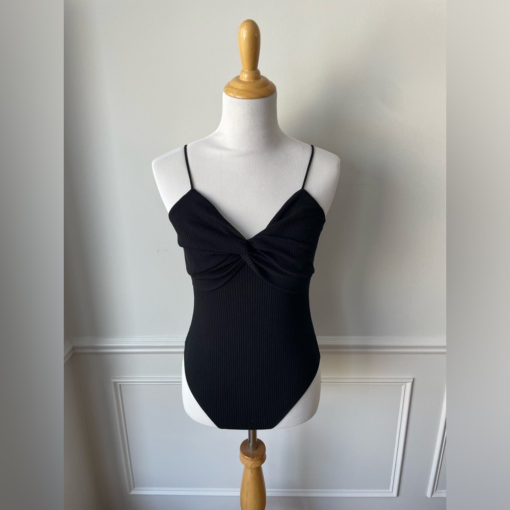 Black Spaghetti Strap Bodysuit